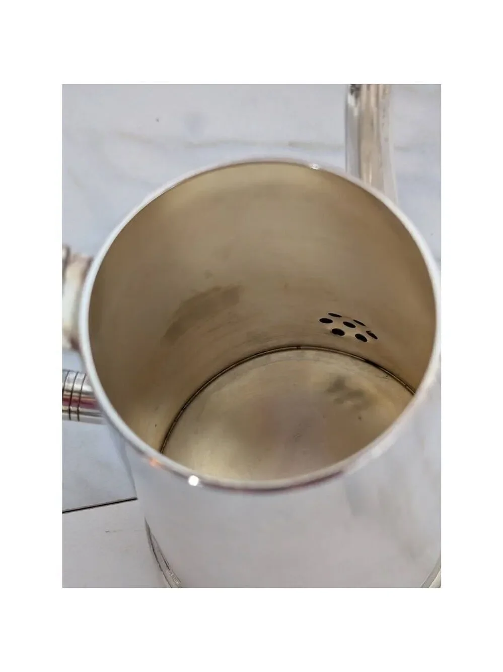Antique Queen Anne Silver Hot Beverage Container Wood Side Handle Coffee Pot